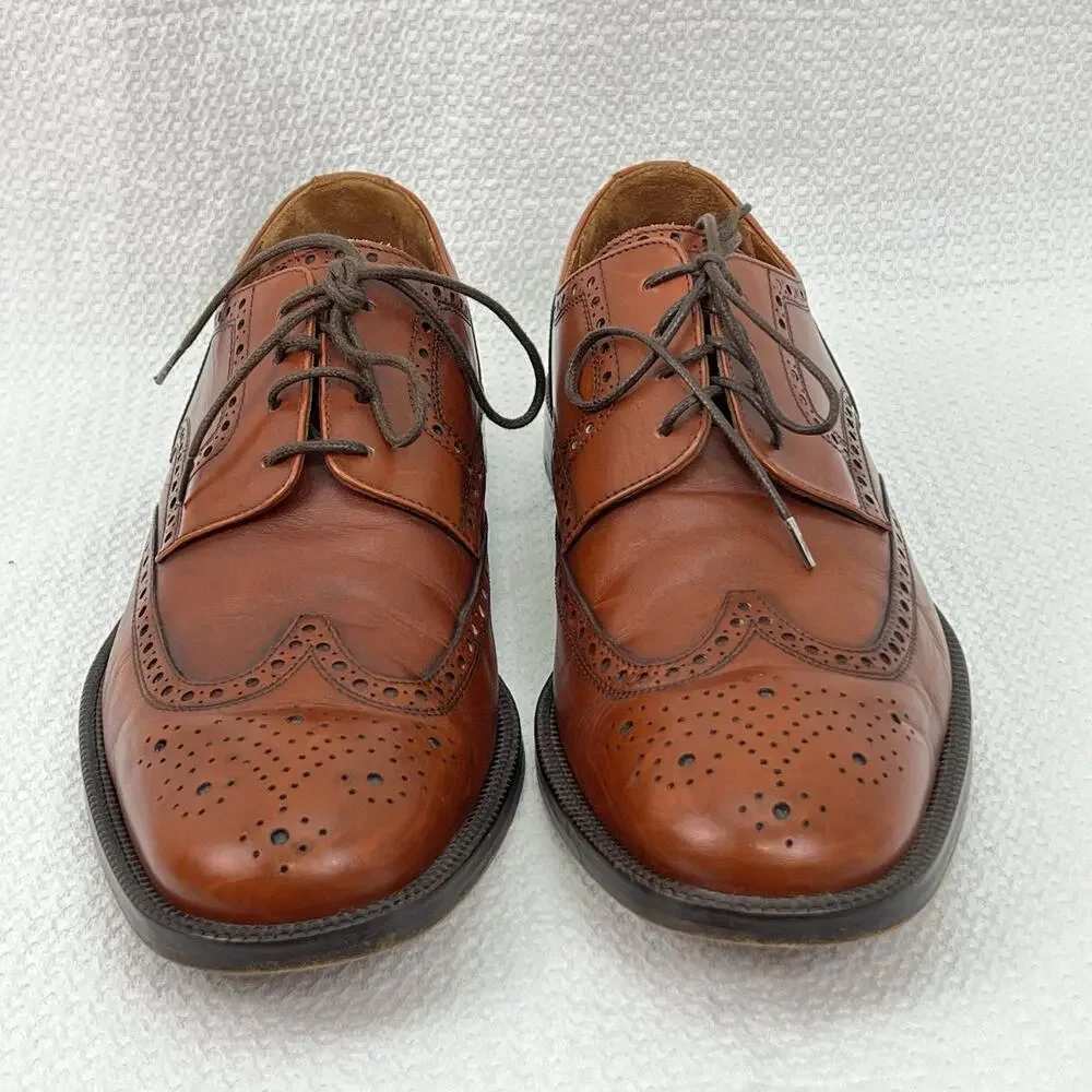 Panelli Wingtip Derby Dress Shoes Men’s 10.5 Brown Leather Made in Italy